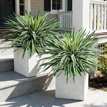 Artificial Agave Plant Fake Agave Planters for Indoor Outdoor Faux Agave Plants Real Touch Realistic Greenery for Home Living Room Office Bathroom Garden Front Porch Patio Decor (27inch-2 Pcs White)
