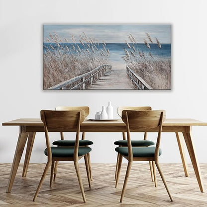 Dimpaga Canvas Wall Art Decor Large Wall Art for Living Room Vintage Coastal Wall Art Prints Landscape Beach Wall Art Decorations Blue Artwork for Walls Bedroom Office Kitchen Wall Decor 24" X 48"