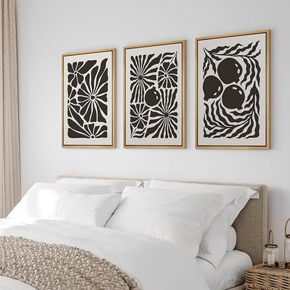 Ashbrook Framed Canvas Print Wall Art Set Mid-Century Modern Flowers & Fruit Nature Wilderness Illustrations Modern Art Floral Botanical Minimal Calm/Relax/Cozy for Bedroom - 24"x36"x3 NATURAL