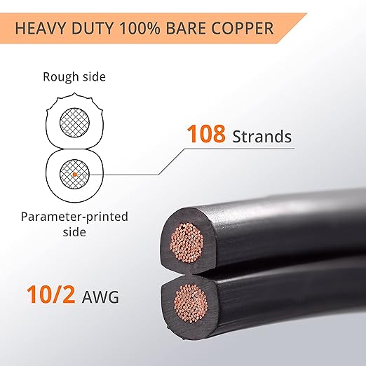 Wirefy 10/2 Low Voltage Landscape Wire 50 ft | Low Voltage Landscape Lighting Wire | Pure Copper | Outdoor Direct Burial | 10-Gauge 2-Conductor 50 Feet | UL Listed