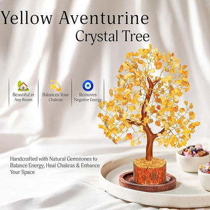 Yellow Aventurine Crystal Tree - Chakra Stones - Crystal Tree of Life - Crystals and Stones - Holistic Gifts for Women - Spiritual Room Decor - Gemstone Tree - Crytals and Gemstones - Good Luck Gifts