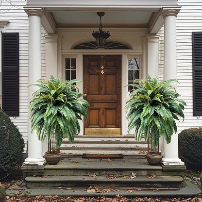 Giant Artificial Boston Ferns for Outdoors Large,Uv Resistant Lifelike Artificial Plants Large,Faux Fern Silk Ferns That Look Real,Fake Fern for Outside Lifelike 128 Branches