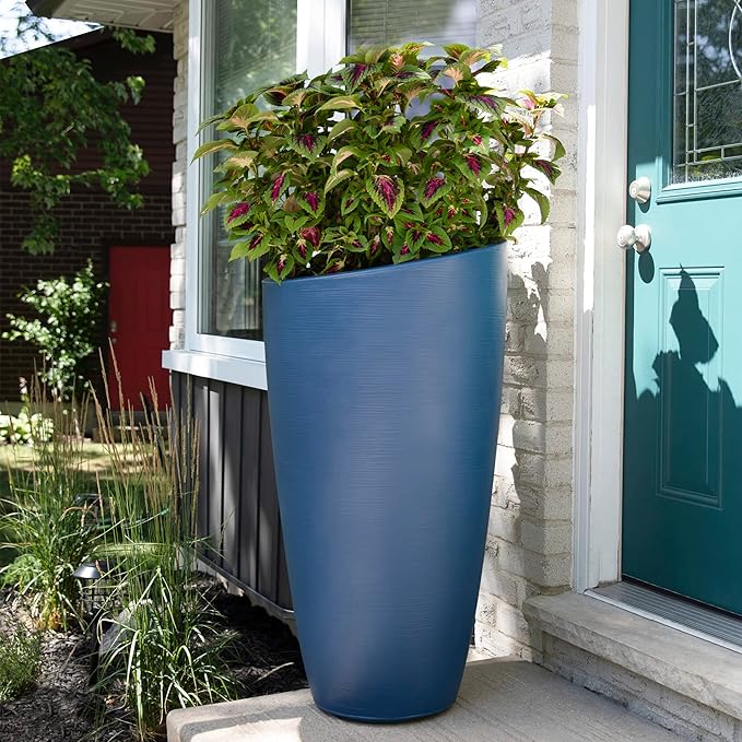 Mayne Inc. Modesto 42in Tall Planter - Neptune Blue - 22in L x 22in W x 42in H - 12 Gallons of Soil Capacity (8881-NB)