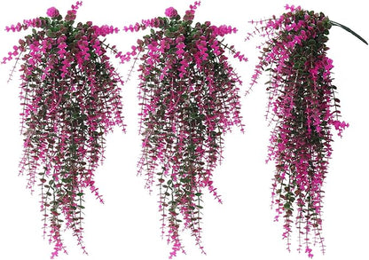 RECUTMS Fake Monkey Plants Hanging Eucalyptus Vines Fake Vines Faux Hanging Plants for Outdoor Garden Yard Backdrop Decor Indoor Room Table Wall Home Hanging Decoration(Fuchsia)
