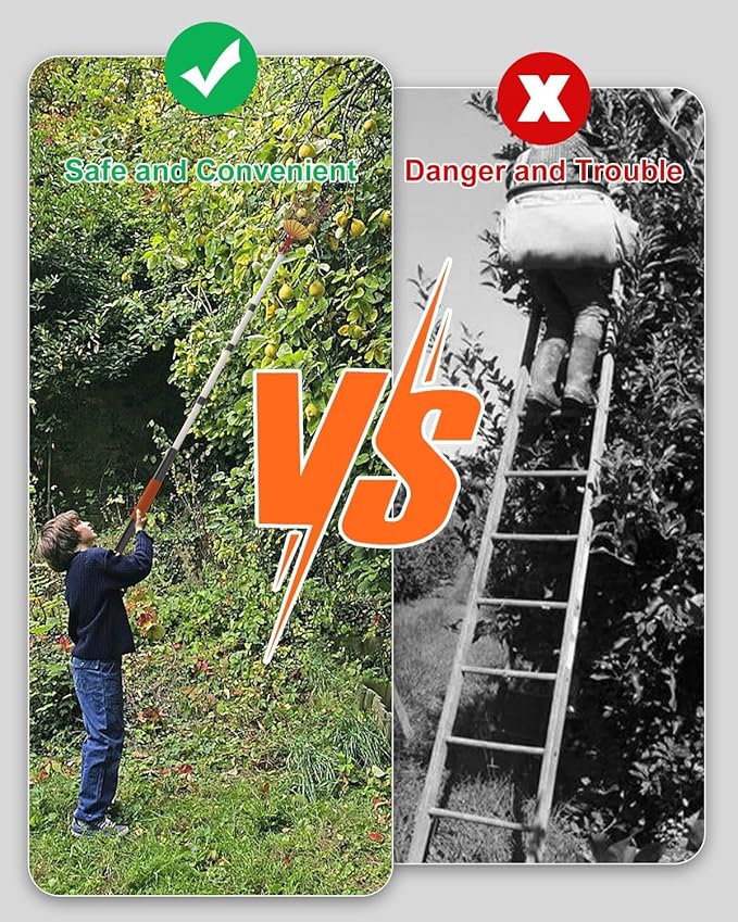 AgiiMan 5 to 20 FT Fruit Picker Pole - Reach to 26 FT Fruit Picker with Telescopic Extension Pole, Lightweight and Sturdy Aluminum Telescopic Pole, Easy to Assemble Fruit Picking Basket