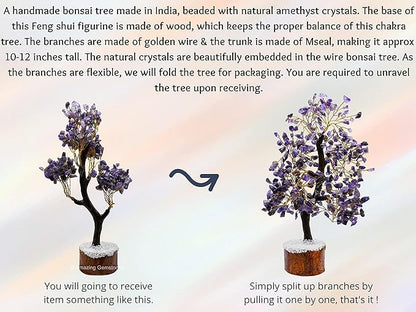 Amethyst Natural Healing Premium Crystal Bonsai Feng Shui Fortune Money Tree of Life for Home Office Decor (Gift Box Ready,10-12 Inch)