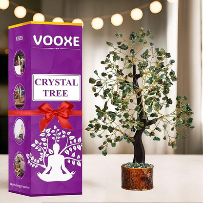 Crystal Tree of ABUDANCE Green Aventurine, Crystal Healing Stone for Home Office & Decor Handmade FENG Shui Money Tree Positive Energy Gifts for Women, MOM,Wife Birthday