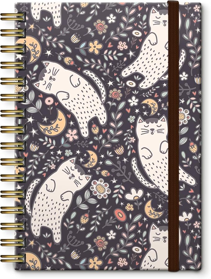 Cute Spiral Journal Notebook,Binding with Premium Paper for Girl Women,Cool Funny 120 Pages,100gsm A5 College Ruled NotebookJournal,Perfect for Gifts Nurse Teacher Women(Cute Cat)