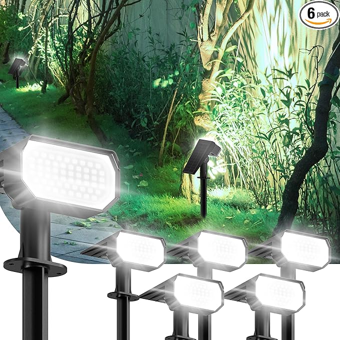 Ensenior Solar Spotlights Outdoor, 56 LEDs Brightness Adjustable 6500K LED Solar Garden Lights, Halloween Christmas Landscape Lighting for Flag/Yard/Pathway, IP65 Waterproof - 4 Pack