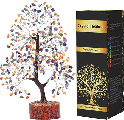 Chakra Tree, Chakra Stones and Healing Crystals, Crystal Tree of Life, Shelf Decor, for Women, Room Decor Aesthetic, Office Desk Decor, Unique Gifts for Women