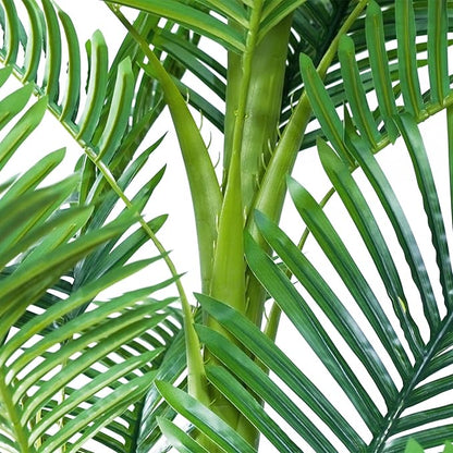 6FT Artificial Palm Tree, Artificial Palm Plant with Real Bark Design Faux Palm Tree for Indoor Outdoor Modern Decoration Plants in Pot for Home Office