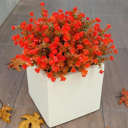 alyptus Artificial Flowers – 12 Bundles Fake Outdoor Fall Flowers with Greenery, UV Resistant No-Fade Faux Plants for Porch, Patio, Garden, Office & Spring Summer Decor
