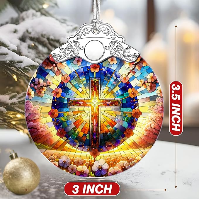 Boho Mandala Cross Ornament Ornament – Religious Christmas Decor & Christian Christmas Ornament; Christian Home Decor (Holiday Present, Bauble Present, Christian Gift, Religious Gift, Spiritual Gifts)