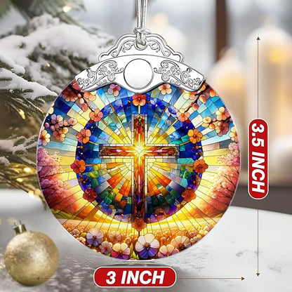 Boho Mandala Cross Ornament Ornament – Religious Christmas Decor & Christian Christmas Ornament; Christian Home Decor (Holiday Present, Bauble Present, Christian Gift, Religious Gift, Spiritual Gifts)