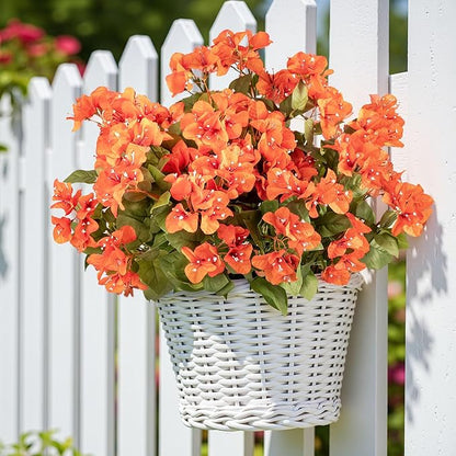 Bougainvillea Artificial Flowers Faux Bougainvillea Outdoor Fake Bougainvillea Artificial Plants Faux Flowers with Stems Silk Flowers for Wedding Porch Living Garden Decor Without Vase (4PCS,Orange )