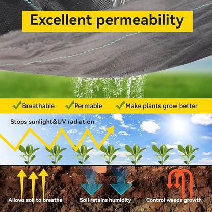 Weed Fabric Barrier Heavy Duty, 4FT x 100FT 3.2oz Garden Weed Blocker Fabric, Landscaping Fabric, Weed Control Fabric Ground Cover Gardening Mat