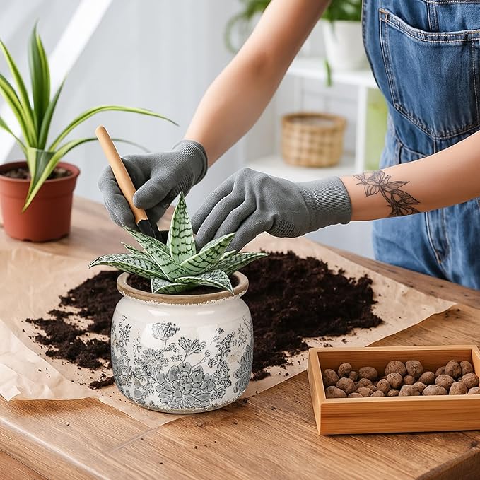1 Pcs Vintage Planter Large Ceramic Plants Pot Grey Flower Crack Cottage Scroll Vase Flower Vase Pot Indoor Plants Home Kitchen Decor Farmhouse Antique Decorative Gift