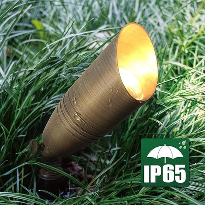 GKOLED Brass LED Outdoor Landscape Spotlights, 12V Low Voltage Spot Light, Waterproof Landscape Lights, Uplighting for Garden, Yard, Antique Bronze Accent Lighting Fixture with MR16 Bulb, 12 Pack