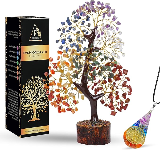 FASHIONZAADI 7 Chakra Tree of Life, Unique Reiki Gifts for Women, Gemstone Easter, Office Decor, Crystals and Stones - Meditation Feng Shui Decor,