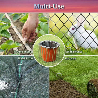 Gtongoko 120 Pack Galvanized Landscape Staples Plant Cover Stakes 6 Inch 11 Gauge Lawn Staples Fence Stakes Ground Stakes for Landscaping Securing Weed Barrier Fabric, Decoration