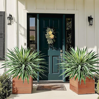 Artificial Agave Plant Fake Agave Planters for Indoor Outdoor Faux Agave Plants Real Touch Realistic Greenery for Home Living Room Office Bathroom Garden Front Porch Patio Decor (27inch-2 Pcs White)