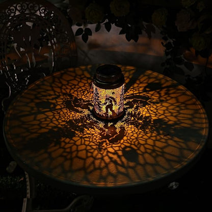 Cooo 6 Pack Solar Lanterns Outdoor Waterproof Bigfoot Sasquatch Christmas Trees Solar Pathway Lights Landscape Path Christmas Gifts for Women Mom Grandma for Outdoor Table Lamps Garden Yard Decor-Gold