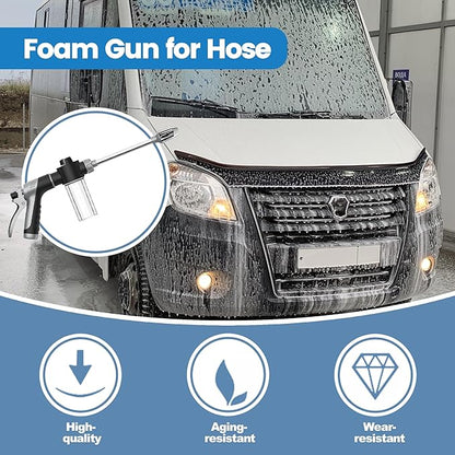 High Pressure Soap Sprayer for Garden Hose, Foam Gun Car Wash Sprayer with 3.5oz/100cc Plastic Soap Dispenser Bottle, Adjustable Nozzle for Gardening, Solar Panel Cleaning, Pet Showering (Grey)