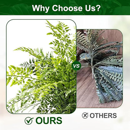 2 Pack Artificial Fern Plants in Pots Artificial Boston Ferns Potted Plants Faux Fern Bush Plant Shrubs Greenery for Outdoor Indoor Porch Patio Farmhouse Garden Living Room Office Table Decor (Type 2)