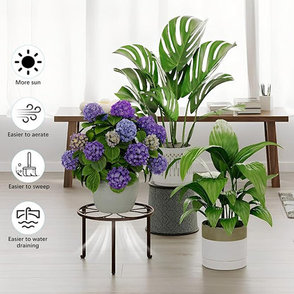 5 Pack Short Plant Stand 5 Pack Heavy Duty Flower Pot Stand Holder for Multiple Plants,Potted Plant Holder for Indoor Outdoor,Anti-rust Metal Plant Pot Shelf