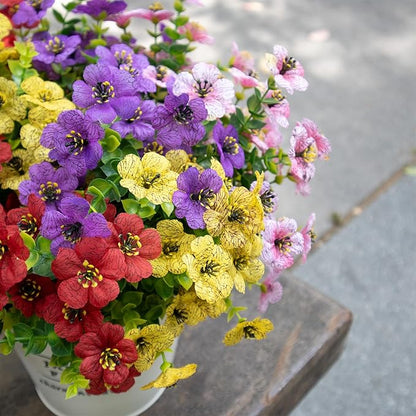 Faux Flowers for Outdoor Planters, Artificial Flowers for Outdoors, 12 Bundles Outdoor Flowers Uv Resistant, Artificial Flowers for Decoration, Silk Faux Spring Flowers for Outside, Mixed Color