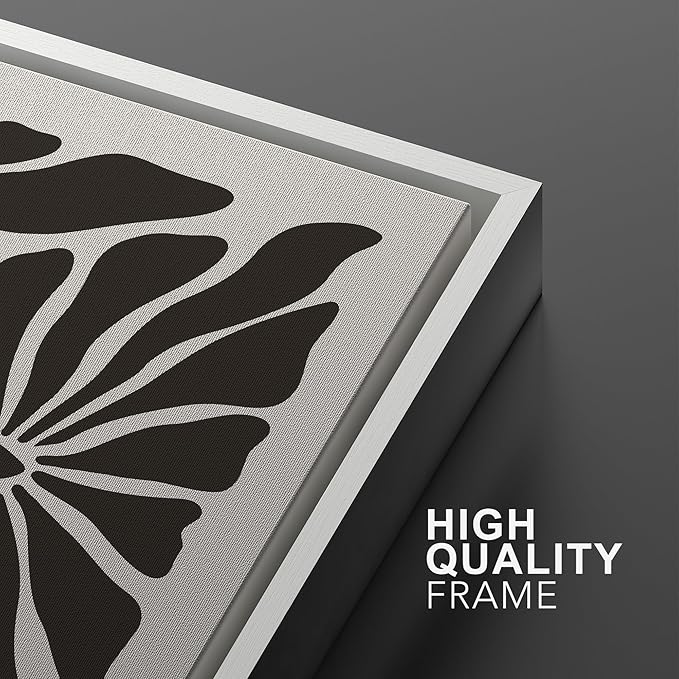 Ashbrook Framed Canvas Print Wall Art Set Mid-Century Modern Flowers & Fruit Nature Wilderness Illustrations Modern Art Floral Botanical Minimal Calm/Relax/Cozy for Bedroom - 16"x24"x3 WHITE