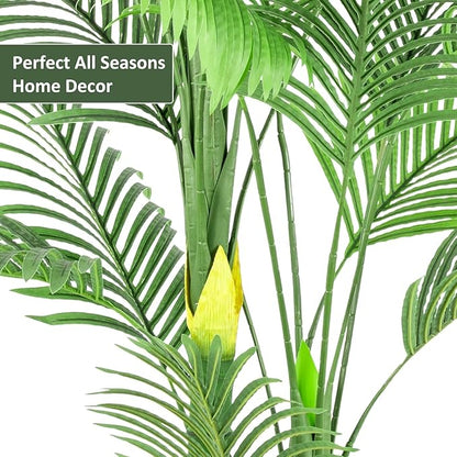 Artificial Fake Palm Tree 9FT 2Pack with White Planter & Free Moss, UV Resistant Artificial Palm Tree for Outdoors, Fake Plants for Poolside Home Room Decor, Faux Plants Outdoor Decor