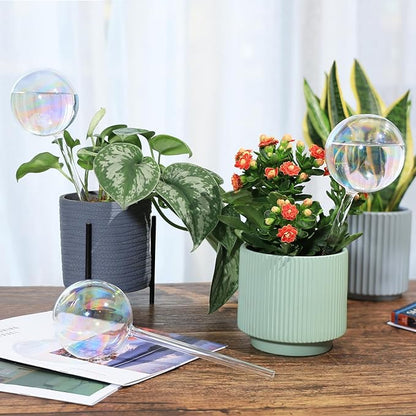 13 oz Up to 2 Weeks Extra Large Plant Self Watering Globes, Light Iridescent Glass Water Bulb Indoor, Plant Waterer Self-Watering Stakes, Perfect Gardening Gifts, 4 Pack