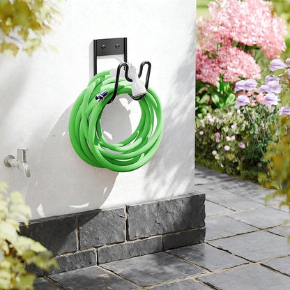 Black Metal Garden Hose Holder - Wall Mounted Water Hose Holder - Hose Hanger Heavy Duty for Water Hose Extension Cords Vacuum Hose (2 Pack)