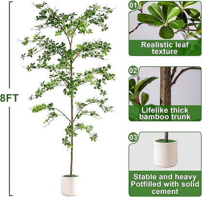 8FT Artificial Black Olive Tree Artificial Olive Plants, Tall Faux Olive Tree Faux Silk Plant Fake Plant Ultra-Realistic Silk Leaves & Natural Trunk Indoor Outdoor Use
