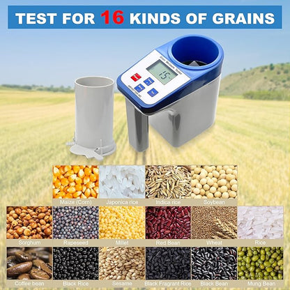 Grain Moisture Meter High Precision Grain Moisture Tester with Temperature Compensation and Data Storage Seed Moisture Meter for 16 Grains including Wheat, Corn, Coffee and More