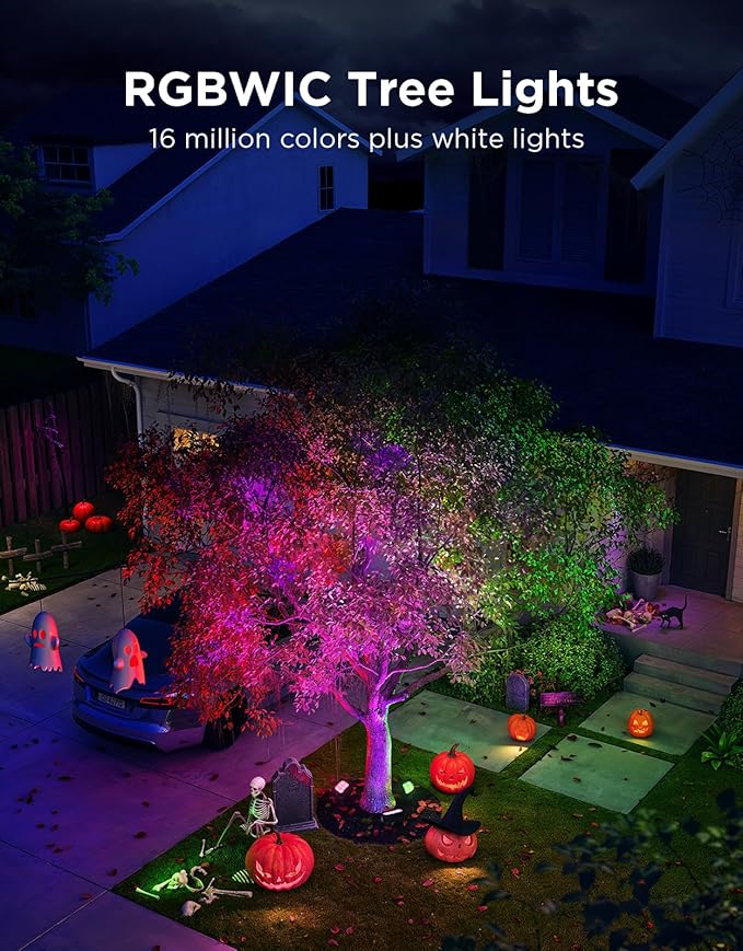 Govee Outdoor Tree Lights 3-Pack, RGBWIC LED Landscape Lighting, IP67 Waterproof, Outdoor Lights for Yard Patio Garden, 66 Scene Modes with App Control, Works with Alexa, Google Assistant, Matter