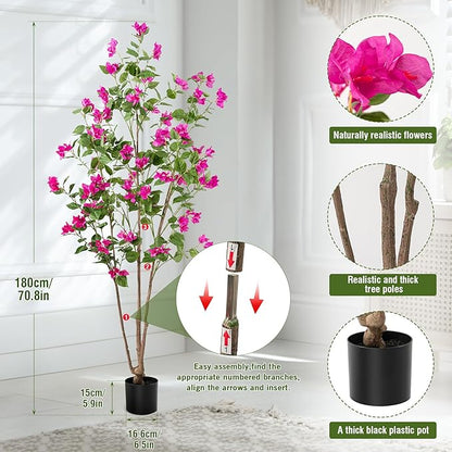 Fake Tree Bougainvillea Artificial Tall Fake Plant 6 Feet Faux Trees Indoor Faux Bougainvillea Artificial Trees Tall Artificial Plants Indoor Applies to Indoor Home Decor Office Hotel Decor