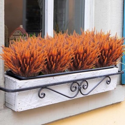20 Bundles Artificial Fall Lavender Flowers Outdoor UV Resistant Fake Flowers No Fade Faux Plastic Plants Garden Porch Window Box Decorating (Golden Yellow)