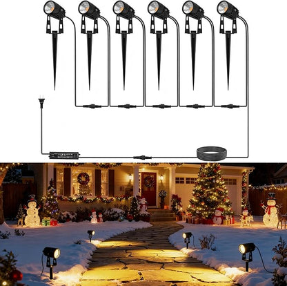 L LOHAS LED Dusk to Dawn Low Voltage Landscape Lighting, 3000K Warm White Outdoor Spotlight with Transformer, IP65 Plug in Spotlights for Yard Backyard Pathway 6Pack