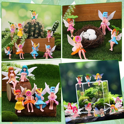 20 Pcs Miniature Fairy Figurines, Hand-Painted Small Flower Fairies with Wings for Garden Decor, Cake Topper & Landscapes