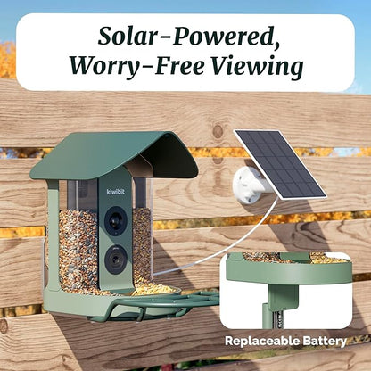 Beako™ Smart Bird Feeder with 4K Camera Solar Powered for Outdoors - UHD Live Stream for Birdwatching, AI Identification 10,000+ Bird Species, Real-Time Motion Detection, Ideal Gift for BirdLovers