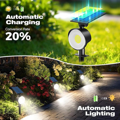 nipify 1 Pack Solar Spot Lights Outdoor Waterproof with 3 Modes, Solar Spotlight Light for Outside Yard Landscape Lighting Pathway Lights Wall, Cool White