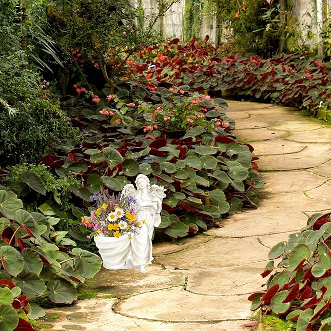 COHEALI European Style Resin Angel Flowerpot Garden Decor Decorative Outdoor Planter for Home Patio Weddings and Office Creative Vintage Angel Craft for Flowers and Plants