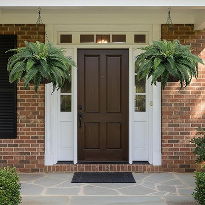 KOL 2-Pack 45in Artificial Boston Ferns, Green Large Faux Fern Bushes with Bendable Stems for Hanging or Floor Display, Living Room Wedding Indoor Outdoor Decor