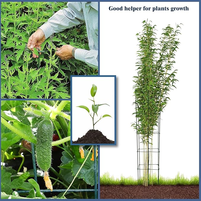 46 Inch Height 5PCS PVC Green Hexagon Folding Tomato Cage,Climbing Plant Support Tower Vegetable Stake Trellis