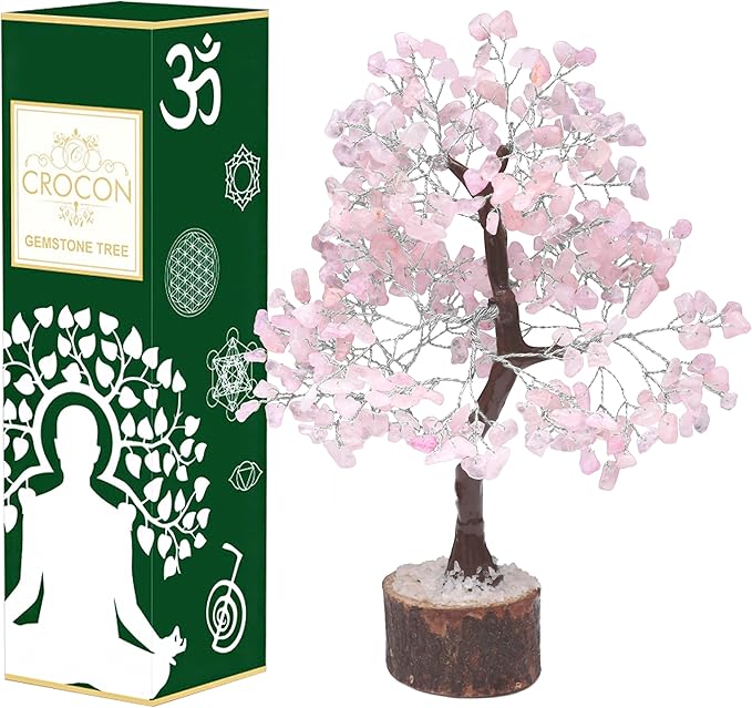 Rose Quartz Crystal Tree Home Decor and Pink Room Decor, Healing crystals Chakra Tree of Life Birthday Gifts for Women Mom Her Sister House warming Gifts New Home Spiritual Presents womens Gift