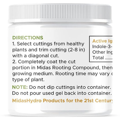 Rooting Hormone for Cuttings – .35 IBA Rooting Hormone - Cloning Gel Key to Plant Cloning - Midas Hydro Rooting Hormone for Cuttings 4oz - Rooting Gel for Professional and Home Based Growers
