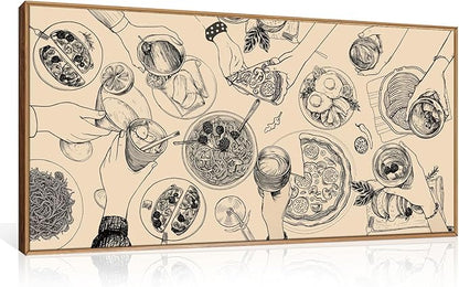 Ausril Cheers Bar Wall Art Framed Canvas Set - Vintage Drink Cocktail Painting, Modern Party Decor, Abstract Friend Pub Prints for Kitchen, Dinning Room, Restaurant, Living Room, Bar - 20x40 Inch