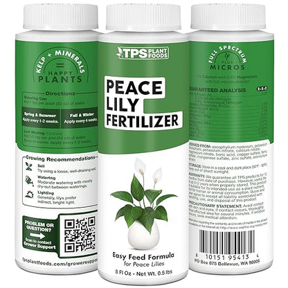 Peace Lily Fertilizer, Complete Liquid Peace Lily Plant Food, 8 oz (250mL)